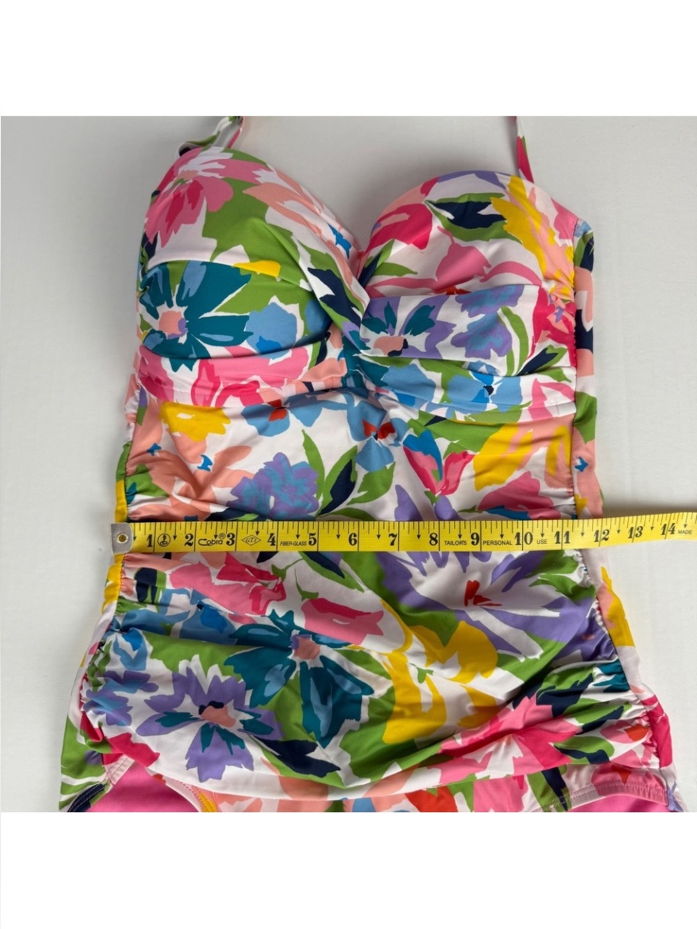 Anne Cole Pretty Floral One-Piece Swimsuit in Pink, Blue, Green, Yellow. 12 NWOT - Picture 5 of 8
